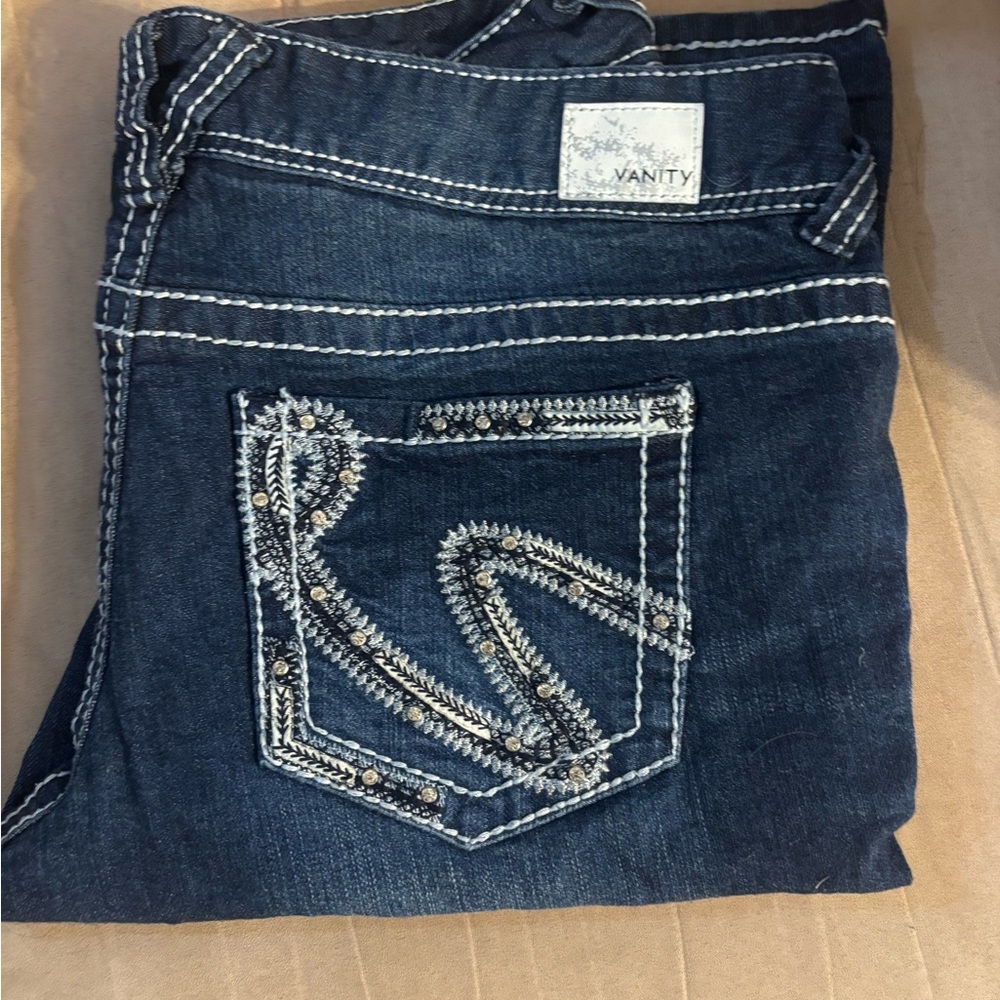 Vanity Women's Dark Blue Embellished Jeans
